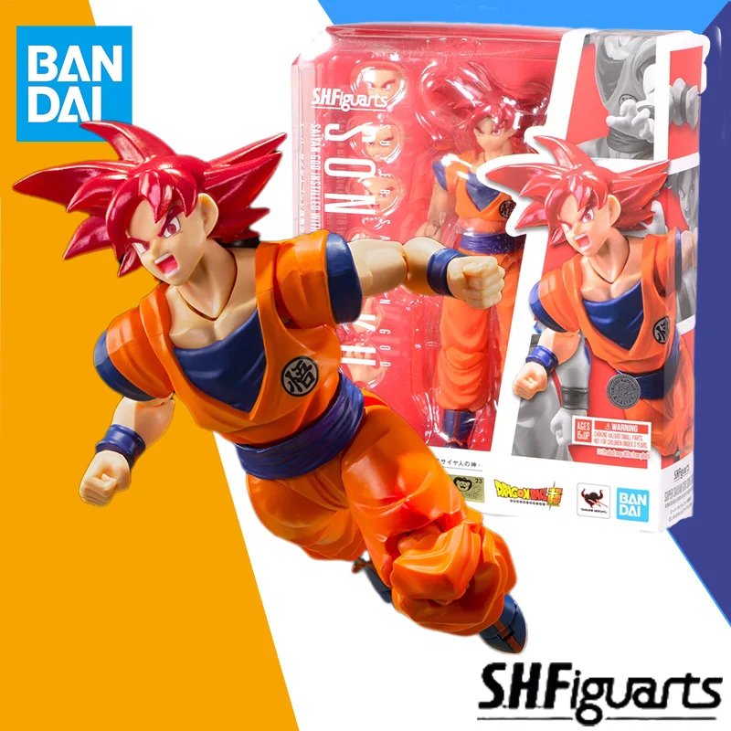 Bandai SHF Dragon Ball Super Saiyan God Son Goku -Tadashiki Kokoro ga Motarasu Saiyajin no Kami- Figure Model Toy Gift for kid