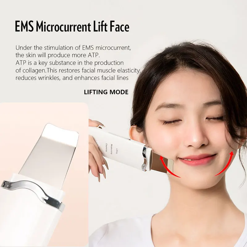 Ultrasonic Skin Scrubber Deep Face Cleansing Machine Peeling Shovel Home Use Facial Pore Cleaner Lift Beauty Instrument