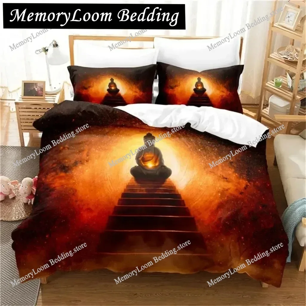 

3D Print Buddha Statue Bedding Set Boys Girls Twin Queen King Size Duvet Cover Pillowcase Bed boys Adult Home Textileextile