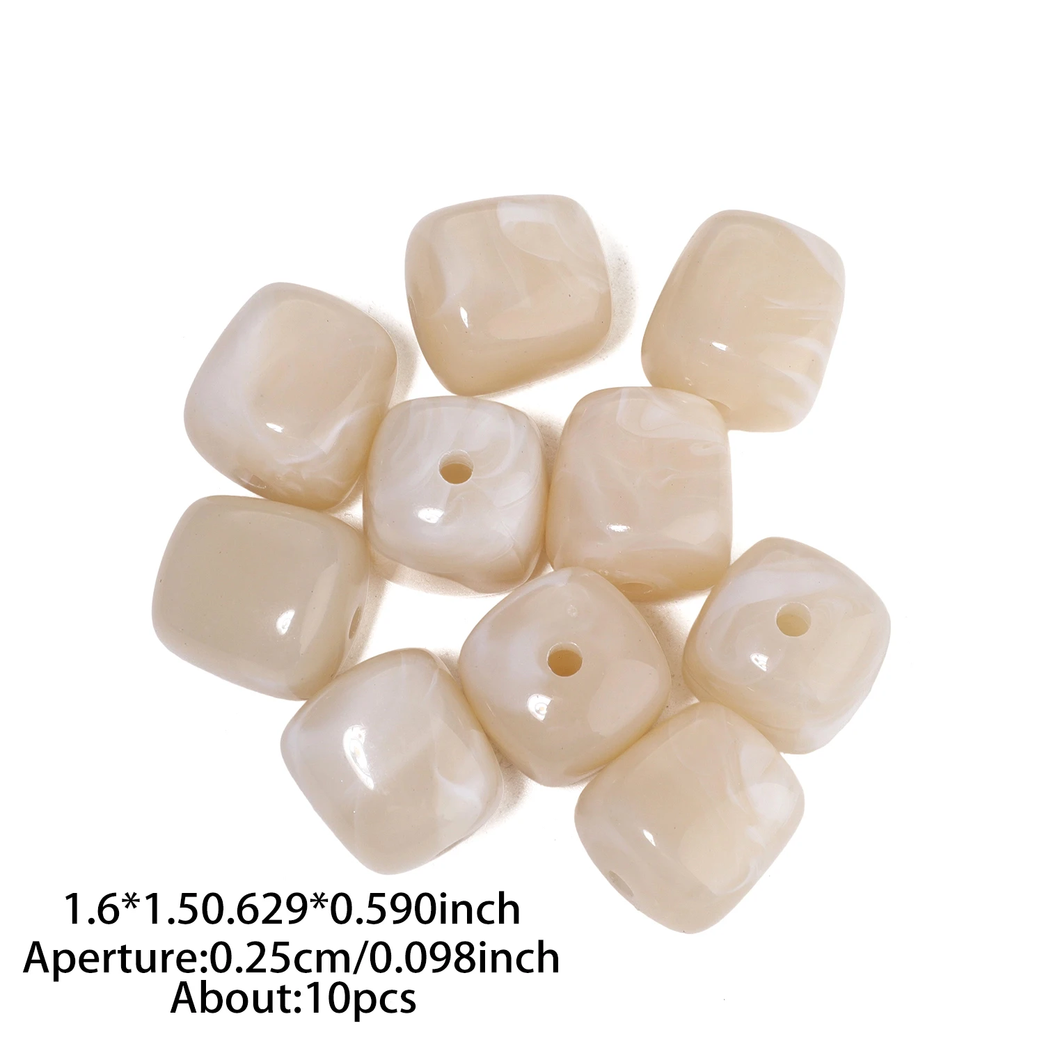 10 Stück quadratische, perforierte Acrylperlen, 16 x 15 mm, zweifarbig, lose Perlen zum Basteln von Schmuck, zum Beispiel für Halsketten und Armbänder. – Detail 3