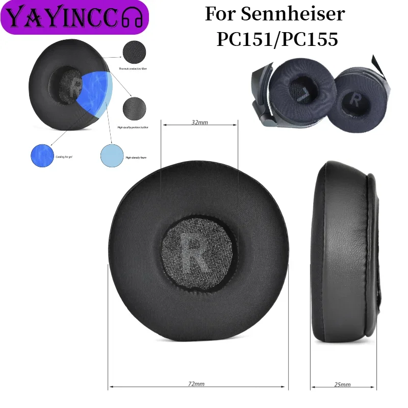 استبدال وسادات الأذن هلام الجليد رغوة بطانة للأذن لسماعات Sennheiser PC151/PC155 غطاء للأذنين سماعة كم إصلاح أجزاء ،