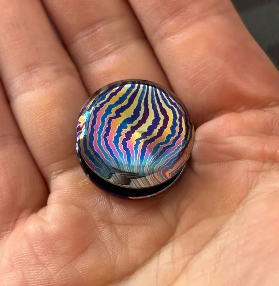 Used EDC KAP timascus Rainbow button 24.5*12mm spinner fidget decompression toy