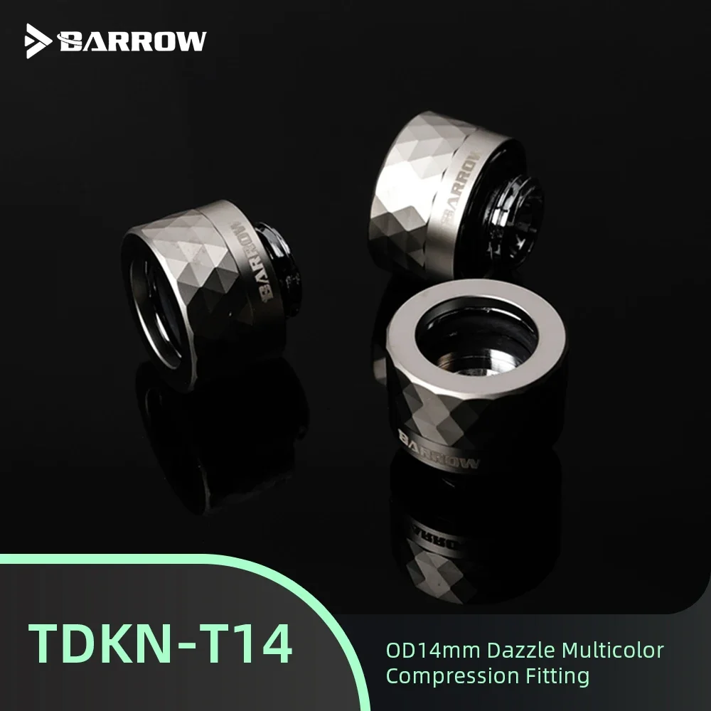 Barrowch ท่ออัดแข็ง TDKN-T14 OD14mm ต่อการระบายความร้อนด้วยน้ำพีซีตัวเชื่อมต่ออาคาร G1/4 ''อะแดปเตอร์สีทองเงิน