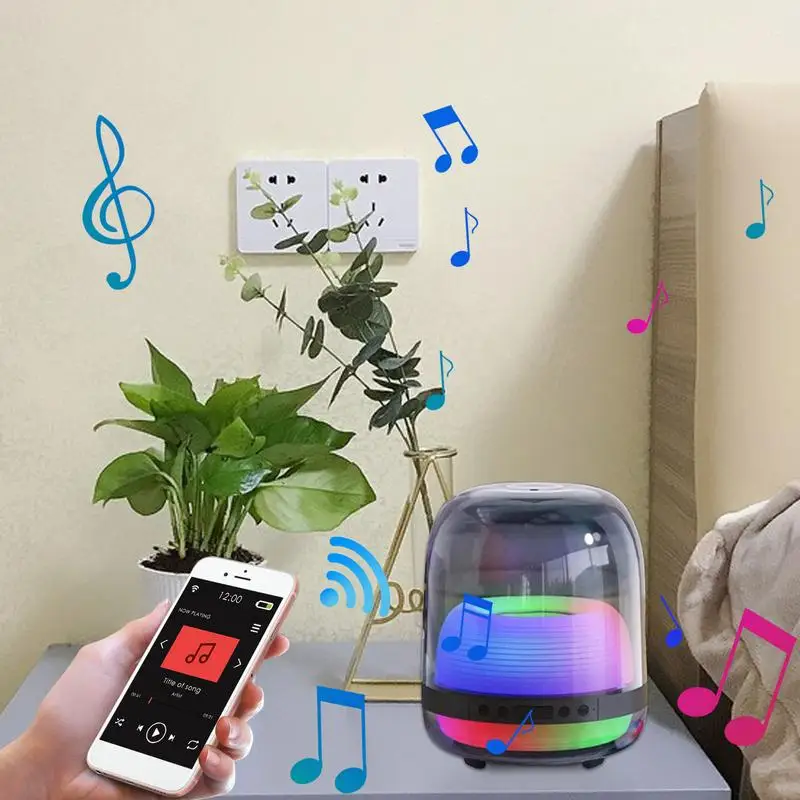 ลําโพงไร้สายสําหรับลําโพงไร้สายภายในบ้านพร้อมลําโพงไฟ LED เครื่องเล่นเพลงลําโพงซับวูฟเฟอร์เพลงความละเอียดสูง