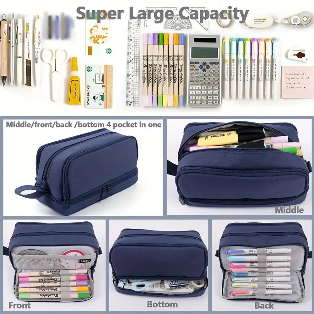 4 Layer Large Capacity Pencil Case Bag Stationery Pen Bag Beauty Bag Portable Cosmetic Storage Bag Back to School Student Supply image 6