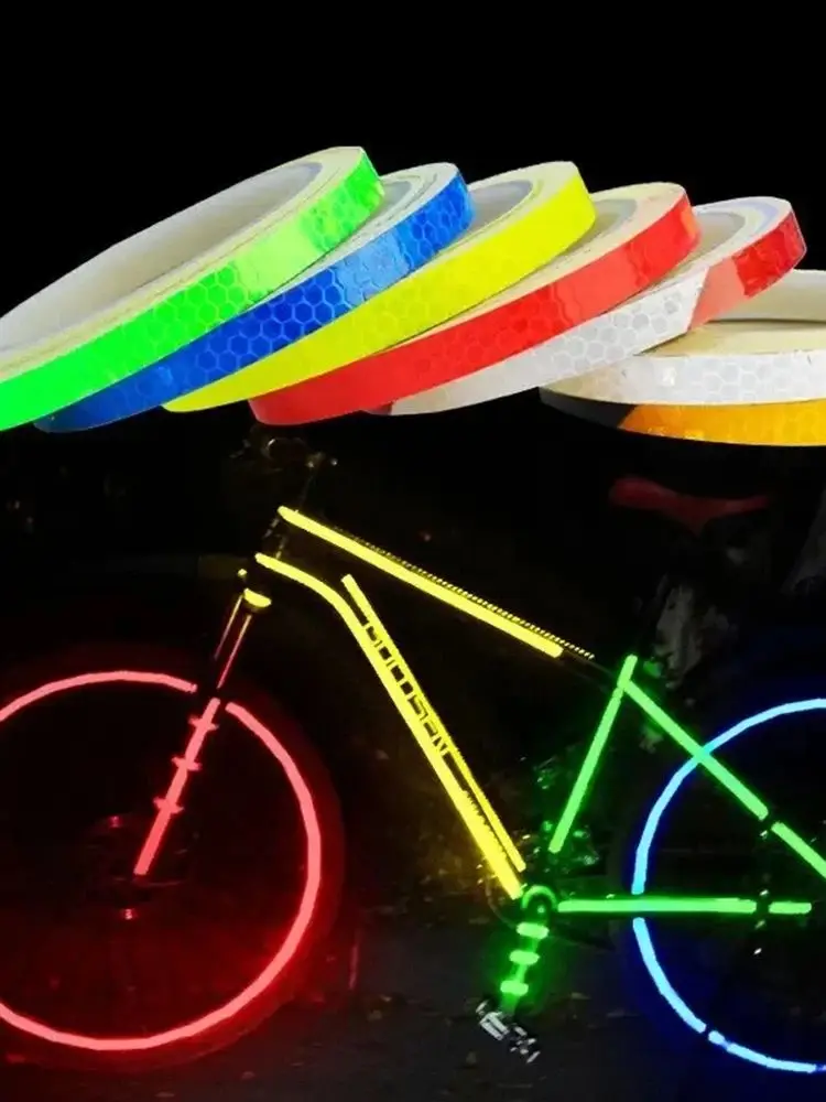 AliExpress 1cmx8m Bike Stickers Reflective Tape Fluorescent Safety Warning Strips MTB Cycling Tapes for Bicycle