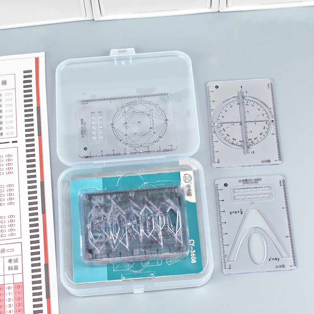 مجموعة مسطرة متعددة الوظائف مكونة من 8 قطع للهندسة الرياضية ورسومات الوظائف وهندسة الرسم والمسطرة #5