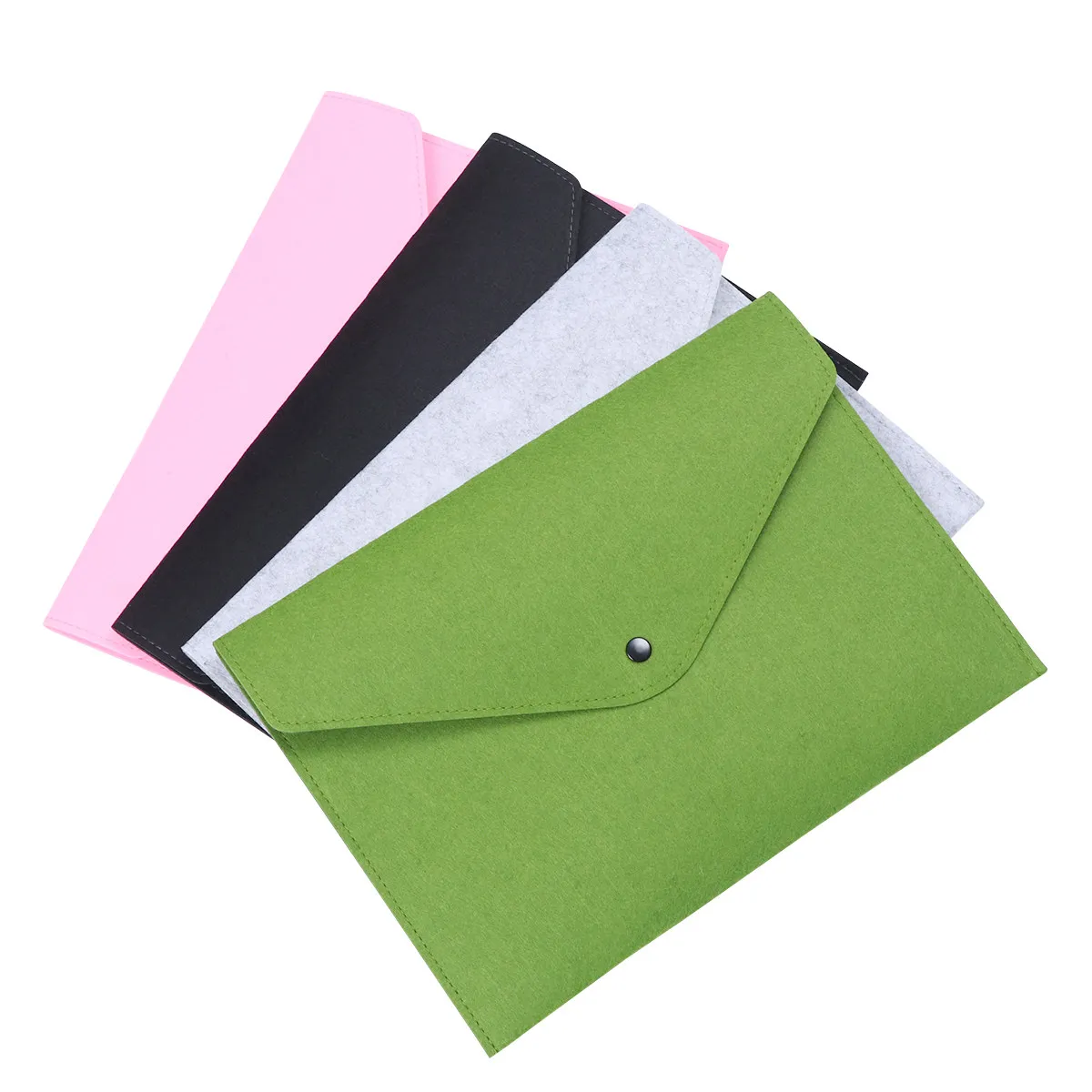 

4Pcs File Folders A4 Felt Document Folder Portable Holder Briefcase Bag Black Light Grey Pink Green Office School Storage