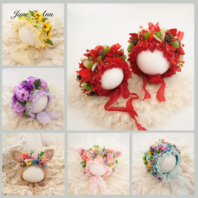 Newborn/3-4 month photo shooting Handmade floral Hat studio photography shoot for kids