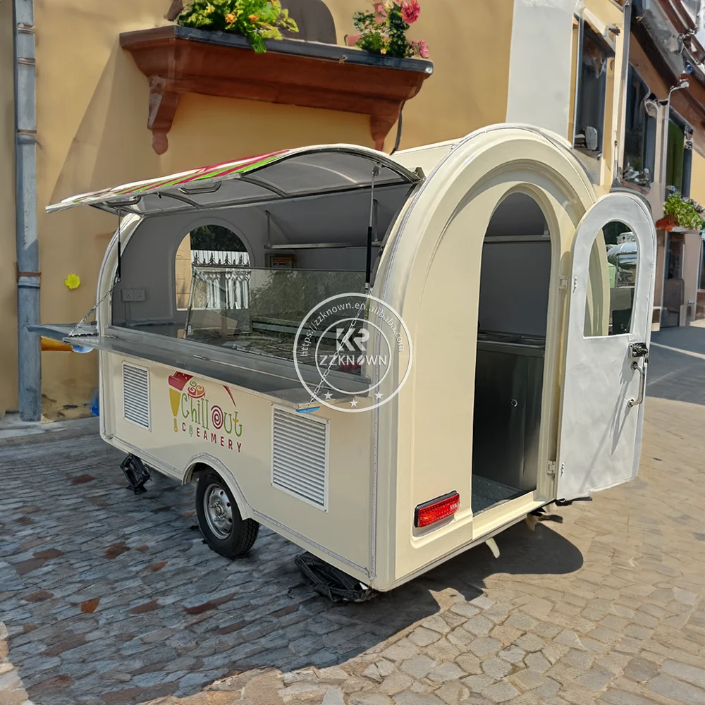 Customized Food Truck Rolling Cart Fast Food Snow Cone Trailer Food Cart Cooking Trailer Hamburger Carts
