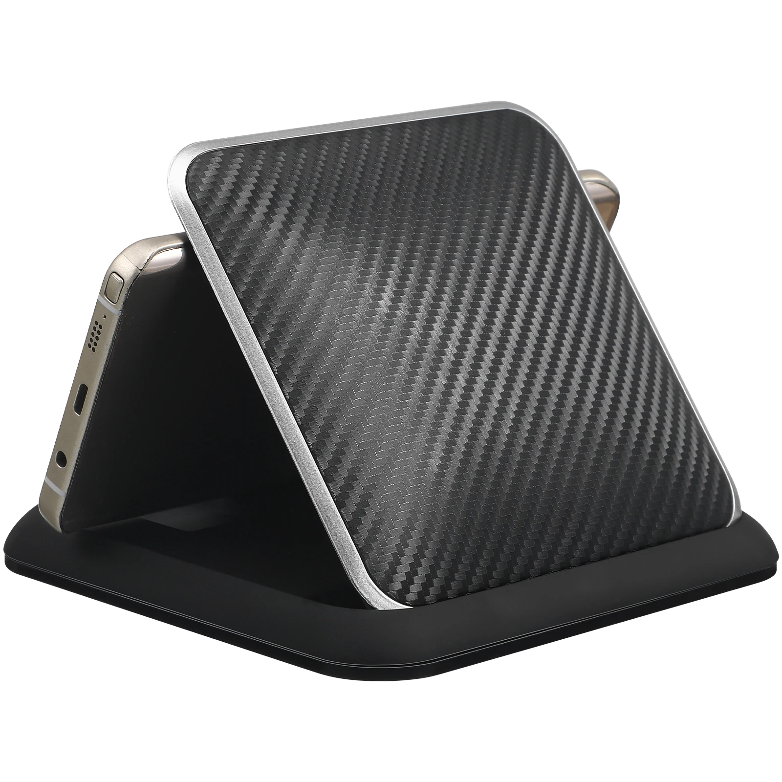 

Phone Black Carbon Fiber Dashboard Mount Adjustable Car Phone Navigation Holder Secure Universal Stand For Car Truck Vehicle