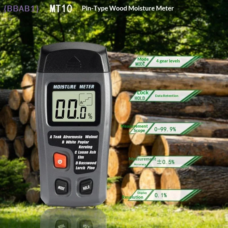 【AB1】EMT10 Digital Wood Moisture Tester, Large LCD Screen Wall Moisture Detector Hygrometer For Timber Detection{H}
