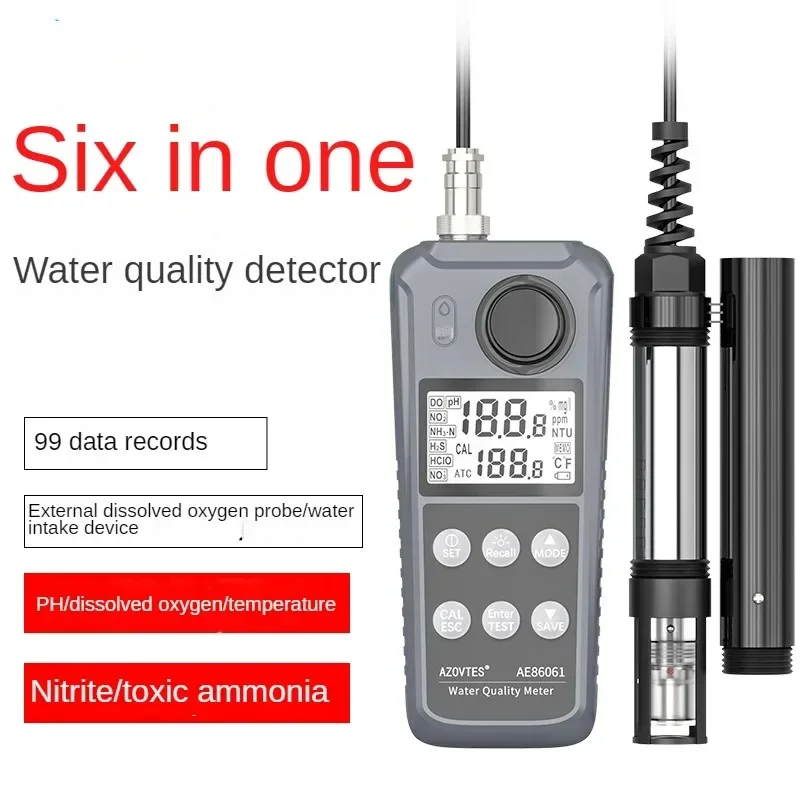 AE86061 Multi-function Water Quality Detector PH Meter Dissolved  Ammonia Nitrogen Nitrite Test Dissolved