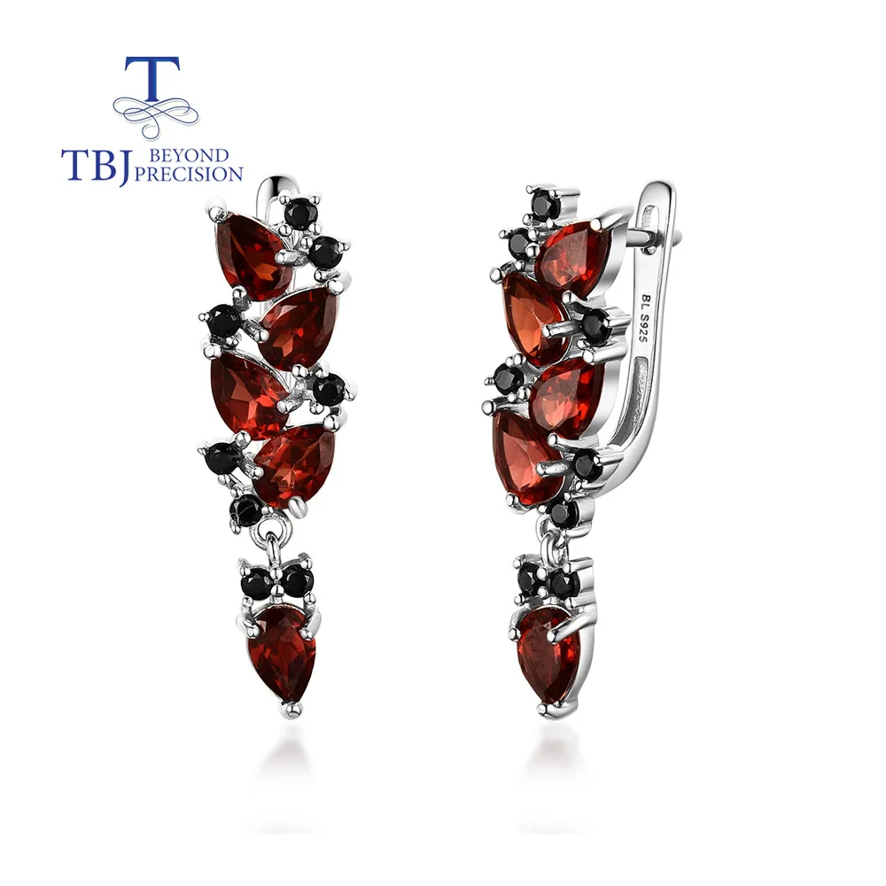 New style natural Mozambique garnet gemstone 925 sterling silver earrings fine jewelry set for women party & daily wear