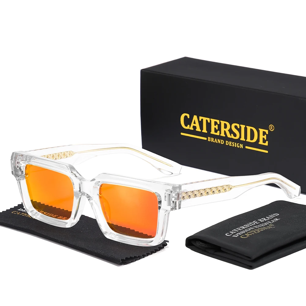 CATERSIDE Neue Retro Herren-Sonnenbrille Hochwertige Quadratische Sonnenbrille mit Dickem Rahmen Damen Outdoor-Reise-Fahrbrille UV400 – Detail 9
