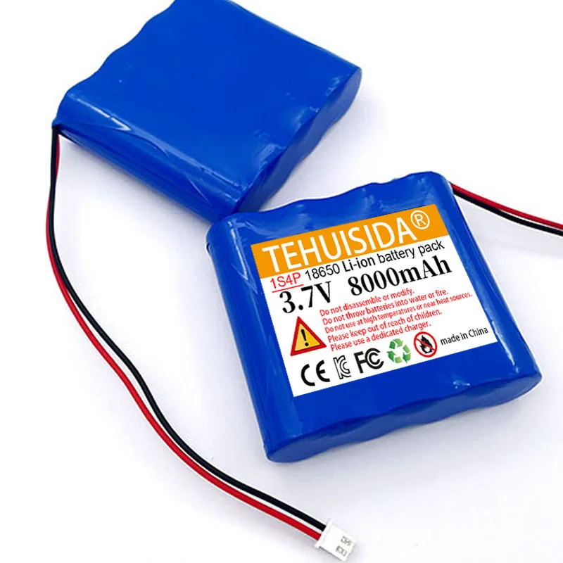 New 18650 3.7V 8000mAh 4P Battery Pack Li-Ion Toy Beauty Smart Device Sweeping Robot Detector SM XH2.54 Plug Built-in BMS