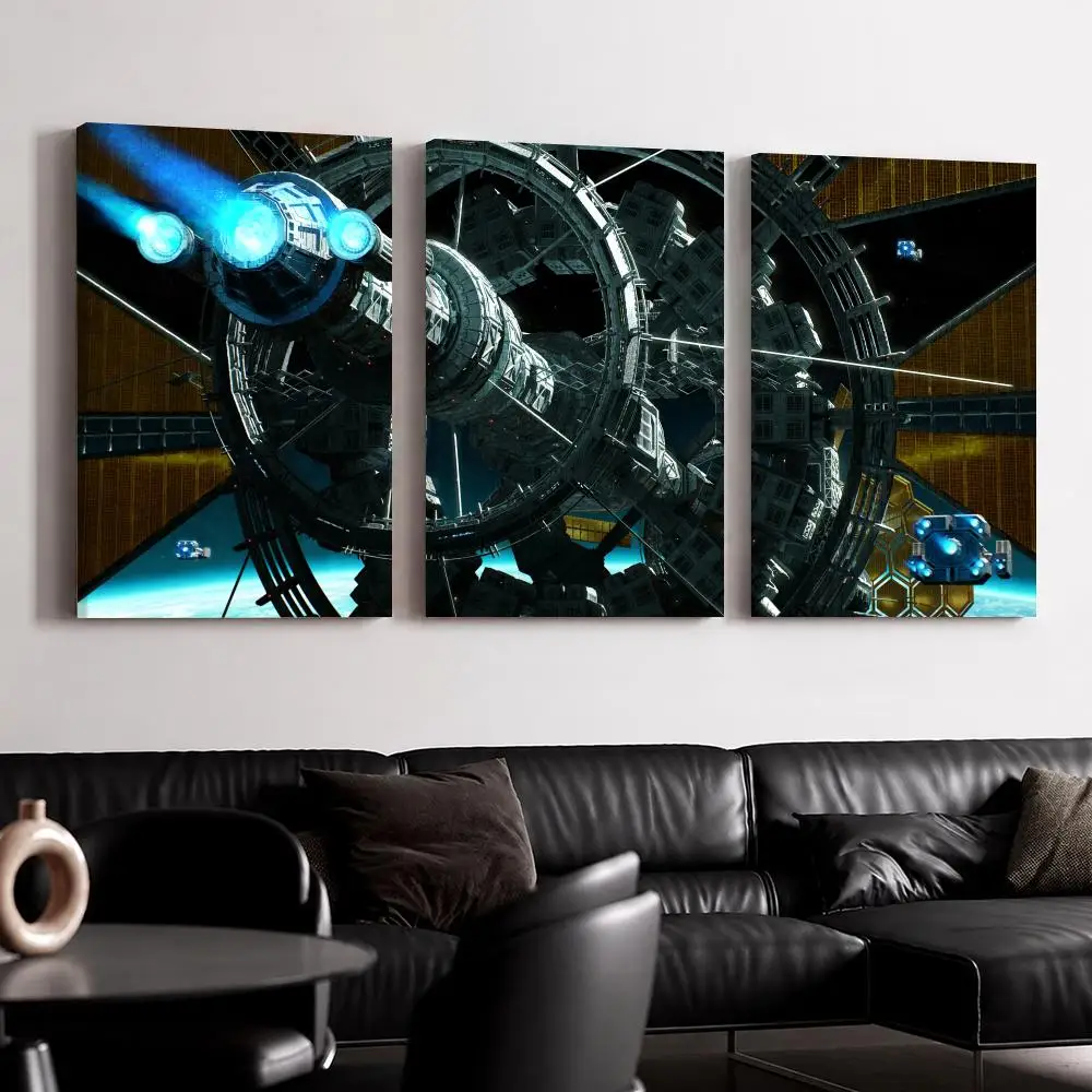 Spacecraft Design Framed Wall Painting Ready to Hang Canvas Poster Wall Art for Bedroom Living Room Hallway Home Decor Gift