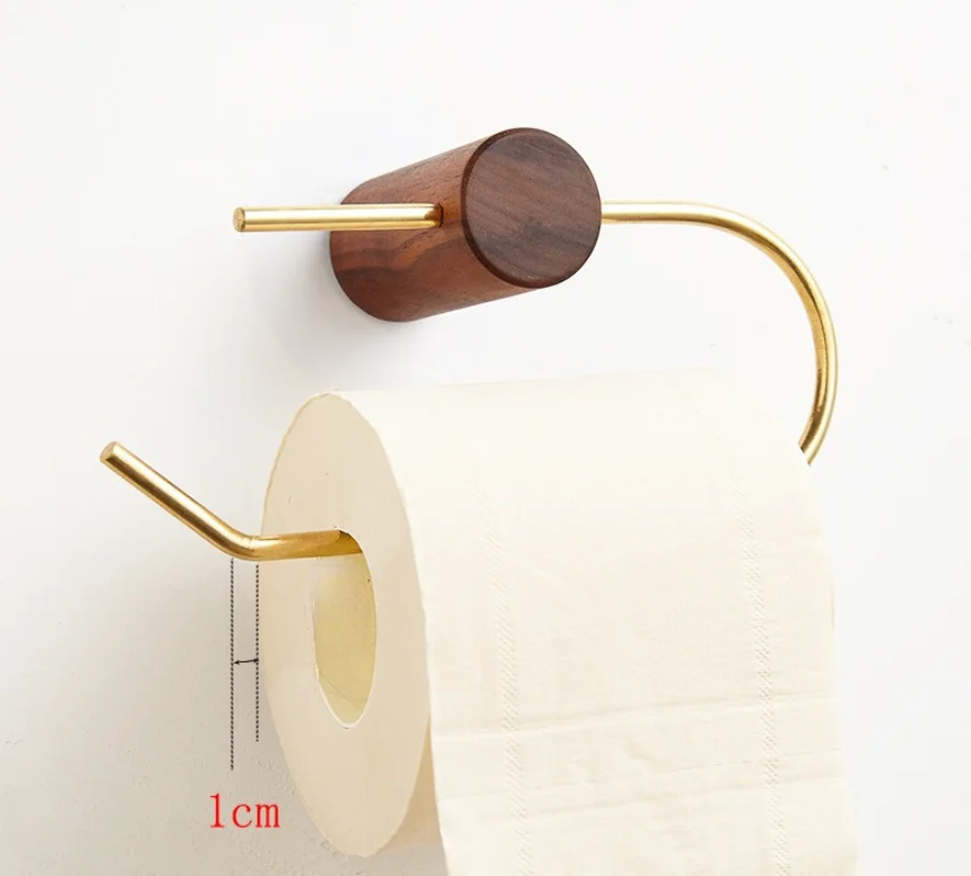 Japanese-style Wooden Paper Towel Holder Wall Brass Beech Black Walnut Toilet Paper Holder Bathroom Towel Hook Home Organization