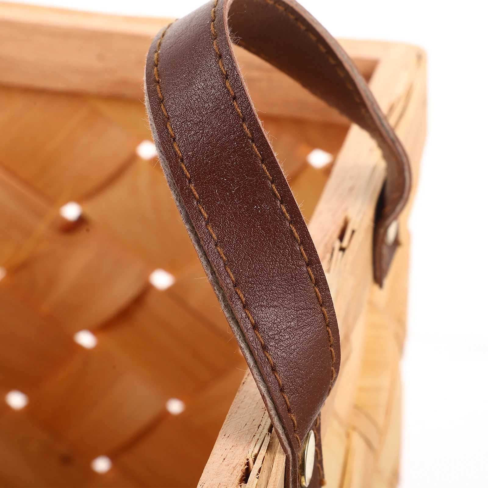 

Hand Woven Basket Premium Wood Natural Wood Chips Portable Handle Large Capacity Storage for Fruit Store Supermarket Fruit