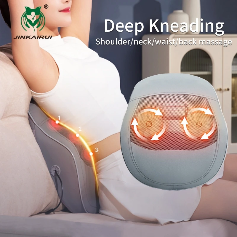 Cordless Back Massager with Heat Shiatsu 3D Kneading Neck Massage Pillow for Shoulder Leg Portable Stress Relax at Home Office