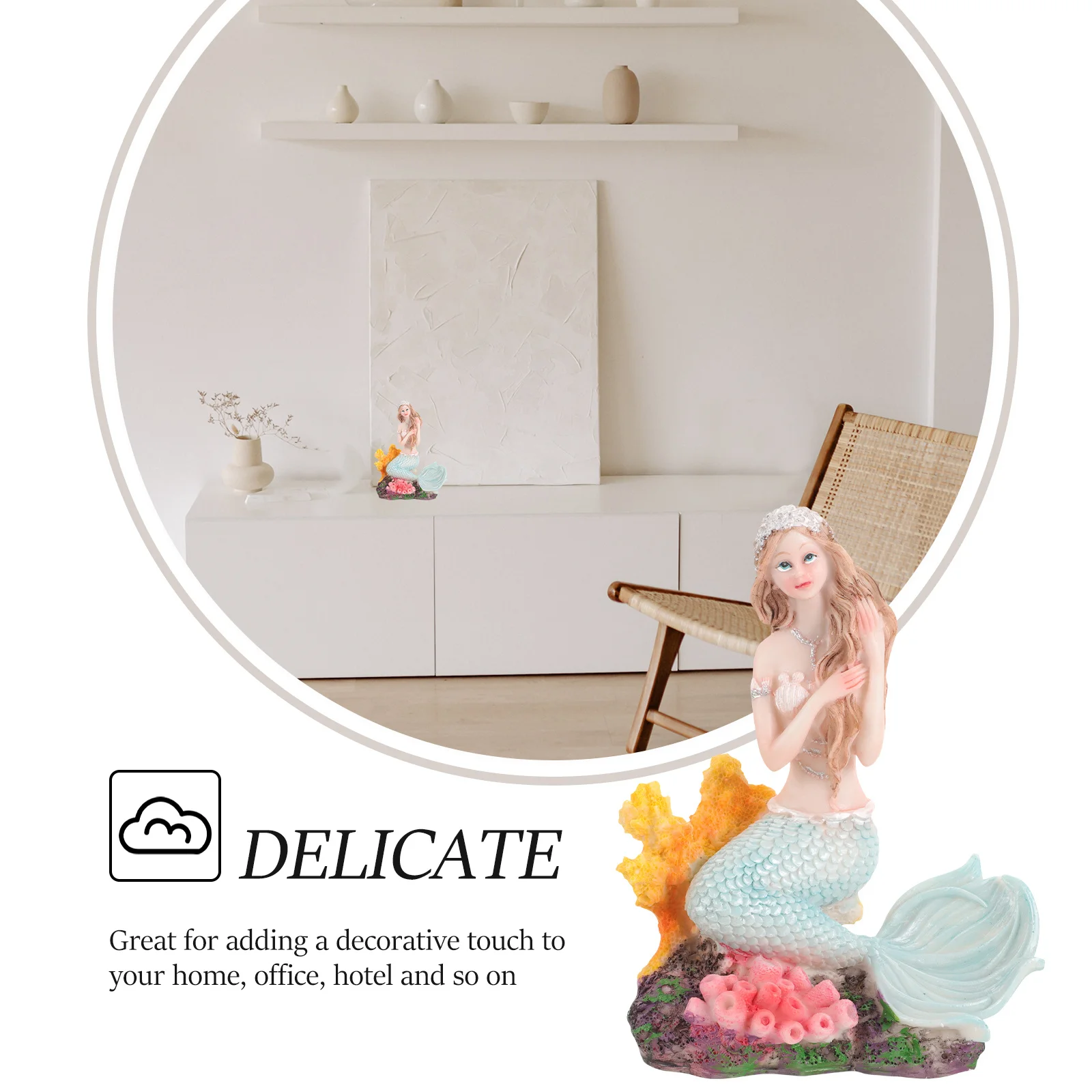 

Premium Mermaid Sculpture Decor Detailed Underwater Design for Fish Tank Sand Table Car Interior Home Office Decoration