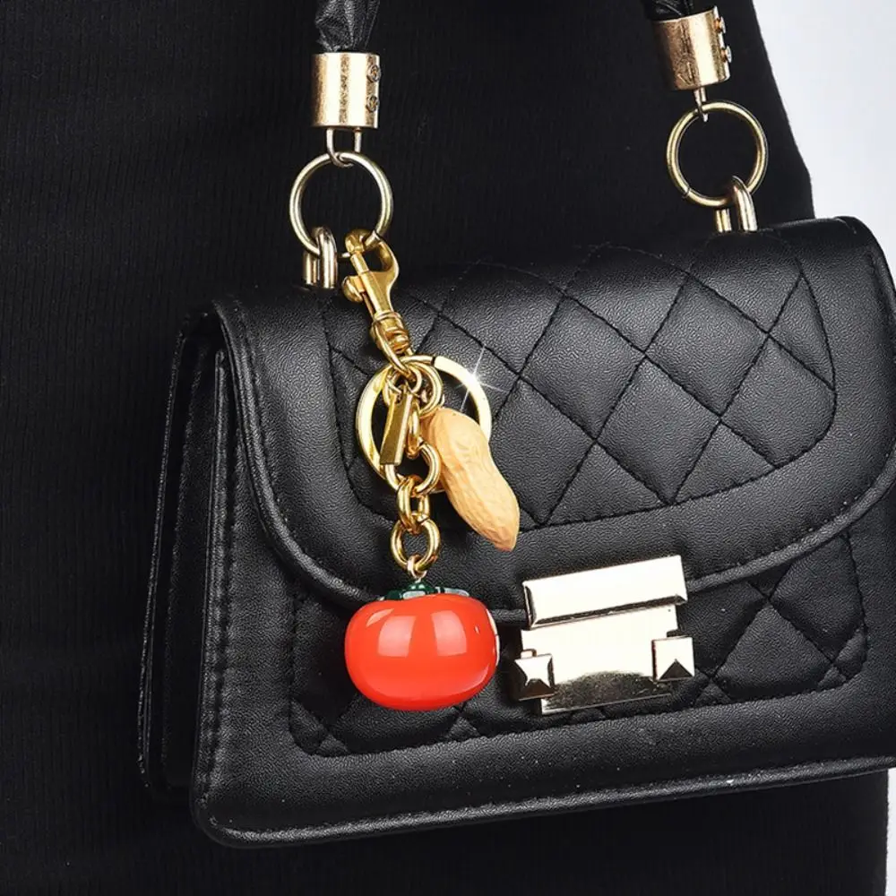 الكرتون البرسيمون الفول السوداني حقيبة قلادة العصرية التبعي حسن الحظ الفاكهة المفاتيح حقيبة سحر مفتاح السيارة #2