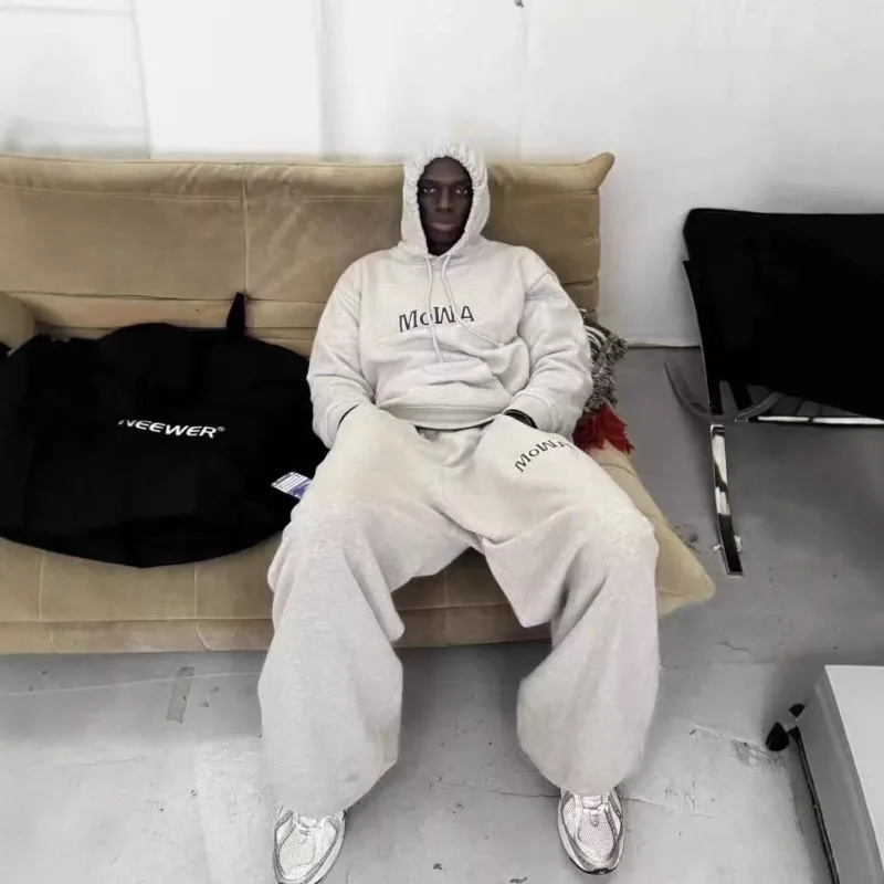 Mowalola Embroidery Sweatpants Men Women Drawstring Trackpants Streetwear Pants Loose Casual Cotton Jogger Trousers