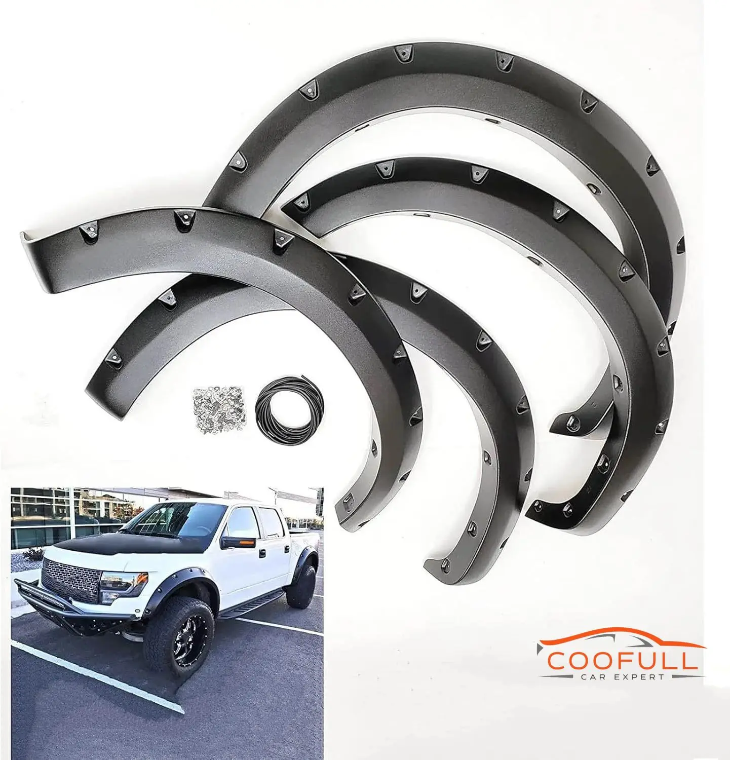 Fender Flares for 2009-2014 FORD F150 RAPTOR 4x4 Textured Pocket Style Wheel Arch Covers Protector Vent Trim