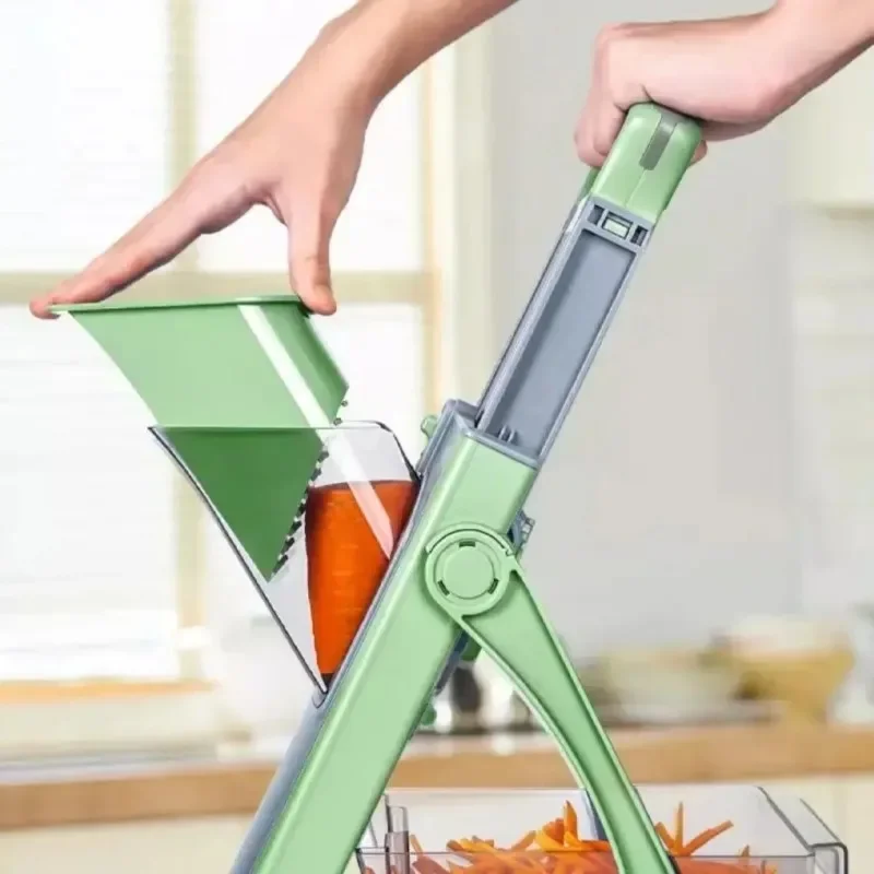 Kitchen Vegetable Cutter Potato French Fries Graters Time-Saving Chopper with Safety Container Stainless Steel Cooking Gadge