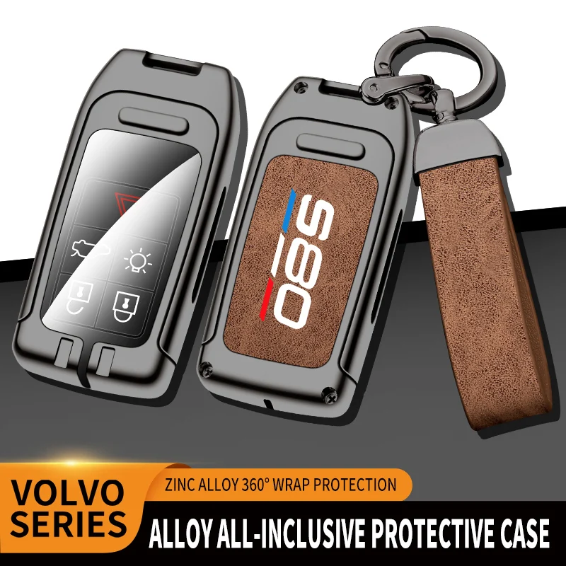 Car TPU Zinc Alloy Key Case Bag For Volvo S80 S60 S40 T5 T6 AWD Car Key Chain Metal Key Shell Interior Decoration Accessories