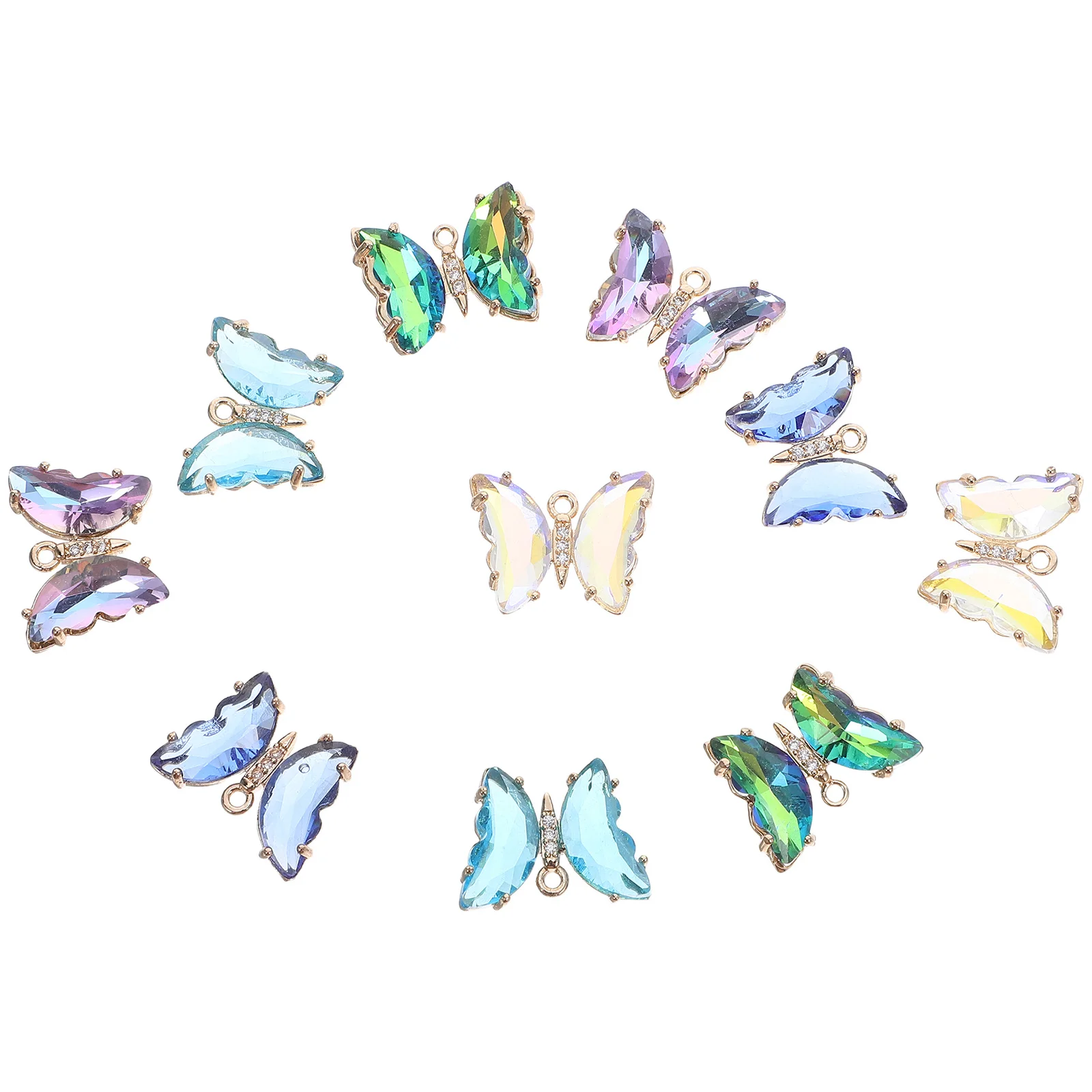 

10 шт., стеклянный кулон с подвеской в виде бабочки, уникальные ювелирные изделия своими руками, ожерелья, браслеты, серьги, аксессуары, подвеска в виде бабочки