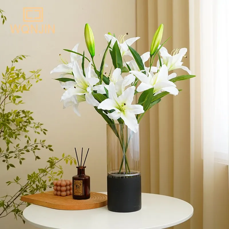 75 cm lange Lilie, künstliche Blumen, Party, Hochzeit, Brautstrauß, künstliche Pflanze für Wohnzimmer, Tisch, Zuhause, Garen-Dekoration, fühlt sich echt an – Detail 3