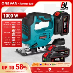 ONEVAN 3500 U/min bürstenlose kabellose elektrische gebogene Säge 1000 elektrische Stichsäge Holzbearbeitungs-Schneidwerkzeug für Makita 18 V Akku