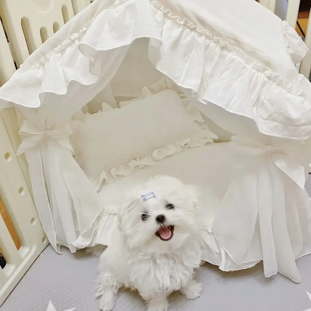 Cute Lace Princess Dog Bed Pet Tent Four Seasons Puppy Bed Cute Cat Beds Cats Accessories Cama Para Gato Pet Supplies