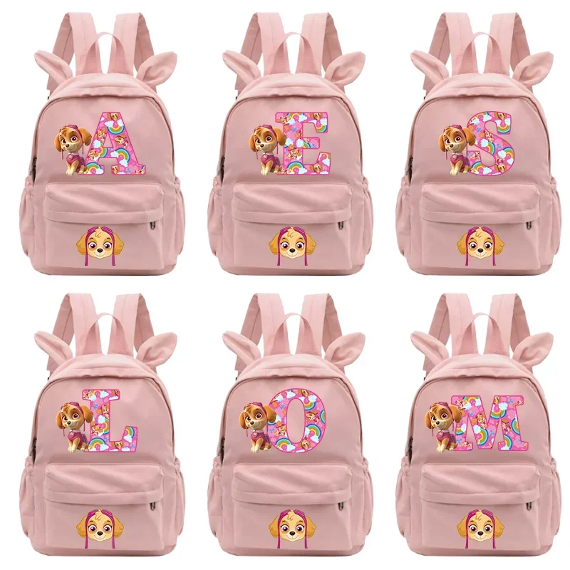 Paw Patrols School Bag Elementary School Students Large Capacity Backpack Anime Cartoon Skye Printed Pink Rabbit Bookbag Gift