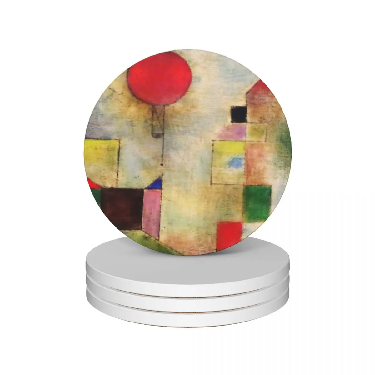 

Paul Klee Red Balloon Cubist Art Childlike Art Klee-inspired Ceramic Coasters (Set of 4) coffee for ceramics flower Coasters