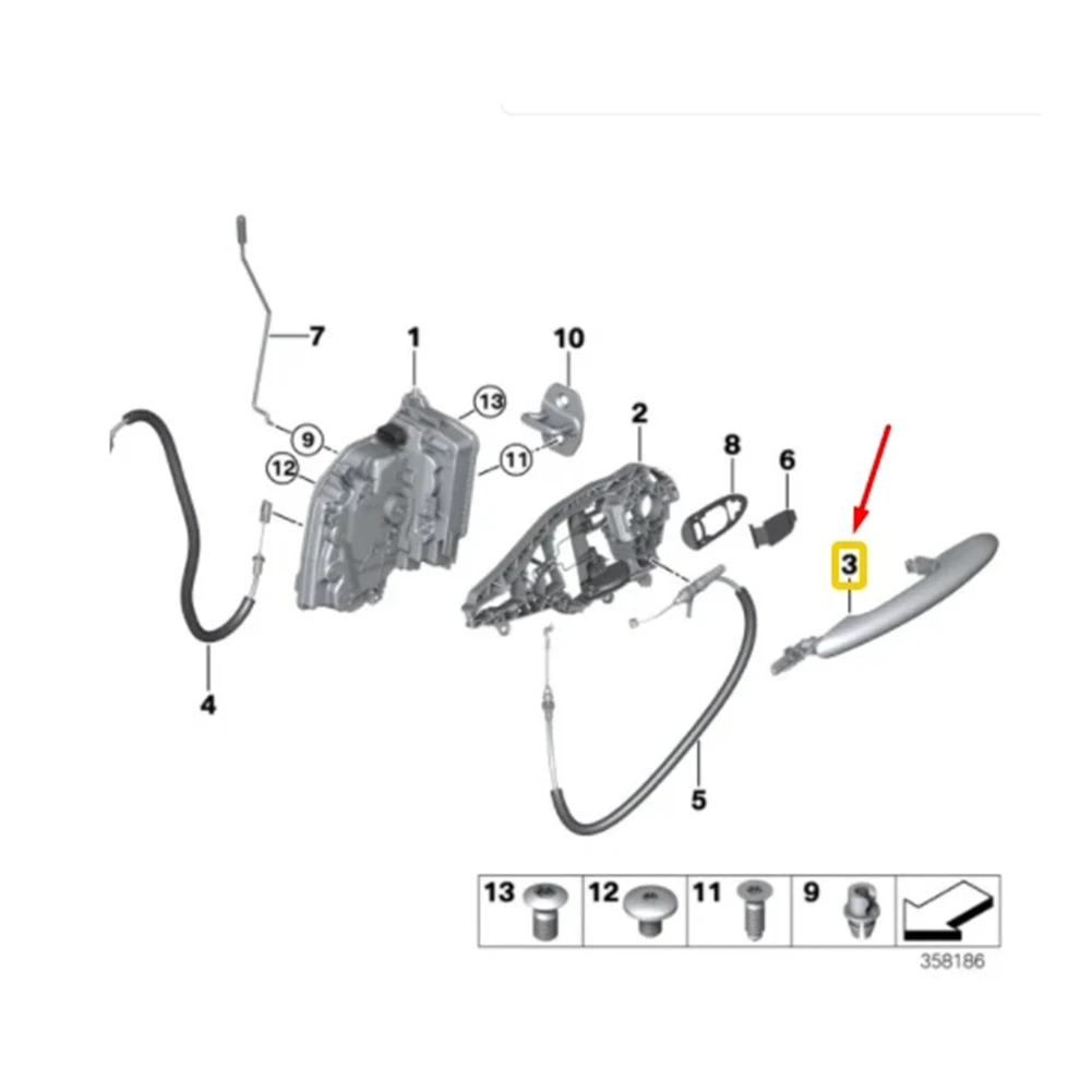 F55 F54 F56 F57 F60 Handle As Shown In The Picture 51217317636 ABS Material Chrome Finish Non-deformation Structure