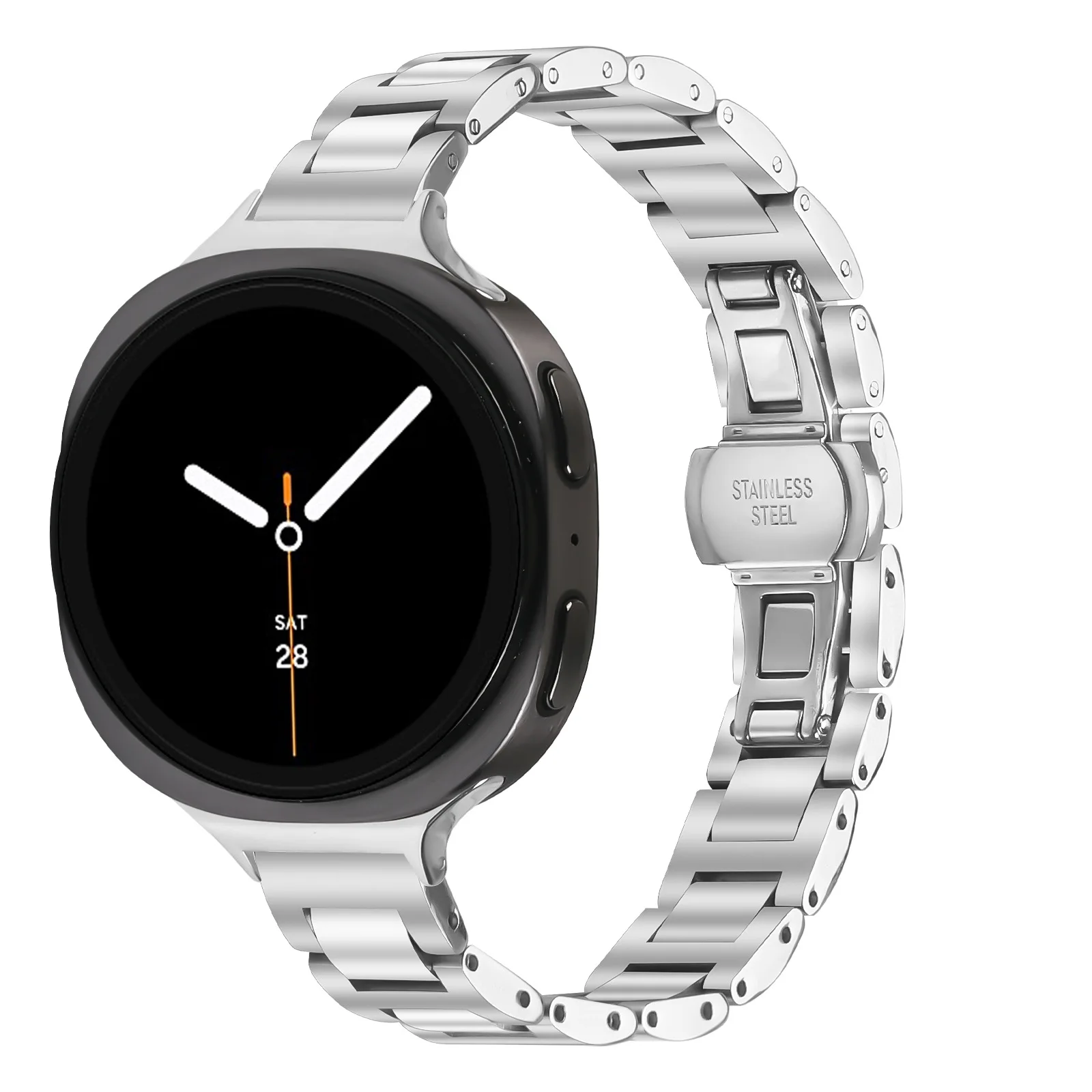 Slim Stainless Steel Strap for Samsung Galaxy Watch 8 Classic Metal Butterfly Buckle Band Gapless Bracelet Correa