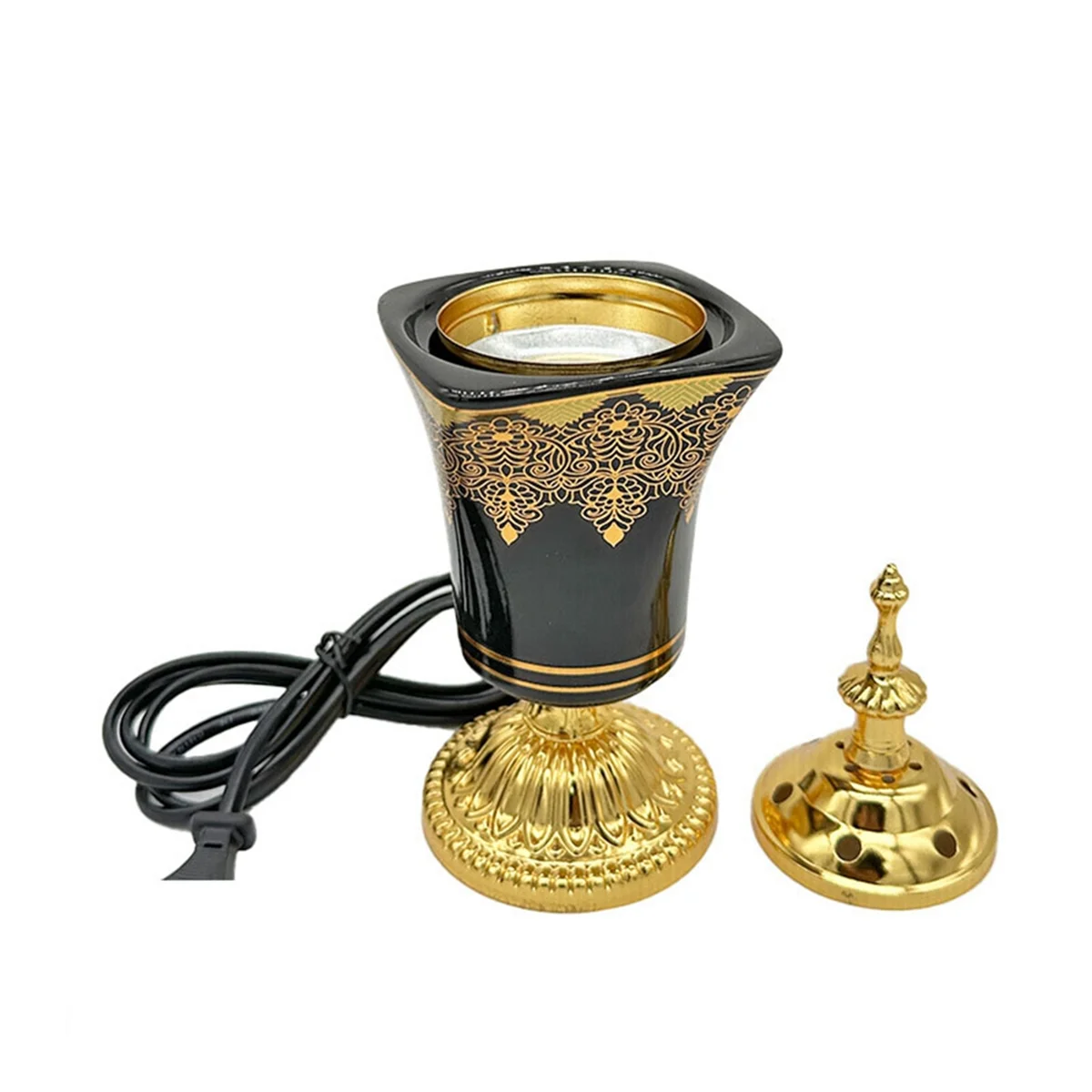 A44TElectric Incense Burner Frankincense Incense Holder Vintage Arabic Censer Burner Home Office Yoga Spa Ornament EU Plug