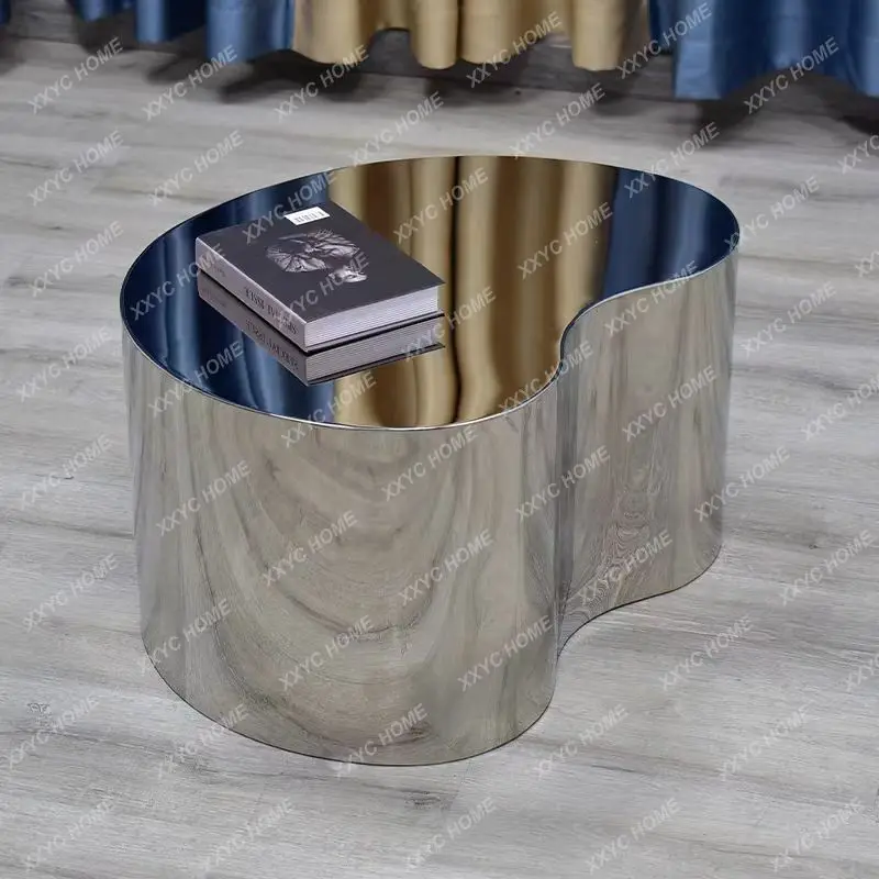 Nordic light luxury stainless steel simple Nakajima water table creative special-shaped display table living room coffee table image 6