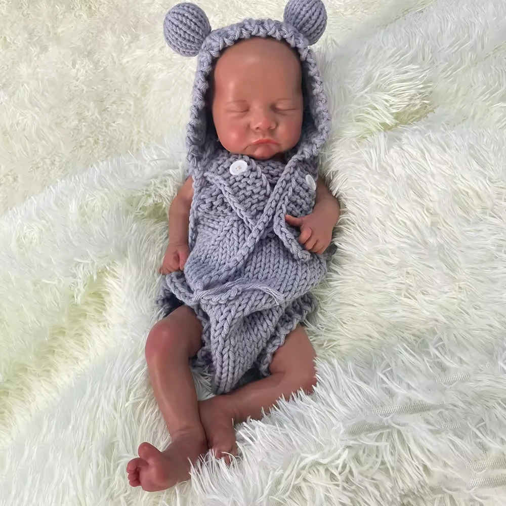Reborn Boy preemy Soft 18 Inch Kid Boy Full Body 3D Painted Silicone Baby Reborn Doll Unfinished Newborn Africa Baby Doll Baby