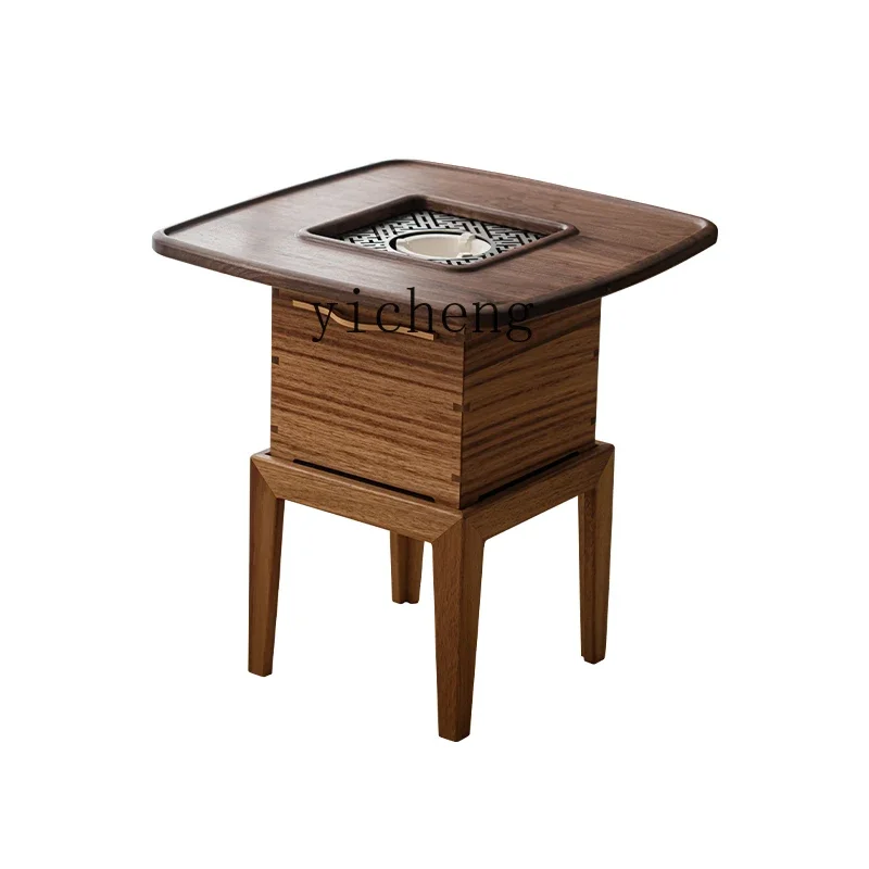 

TQH Charcoal Stove Cooking Tea Table All Solid Wood Home round Table Balcony Tea Table