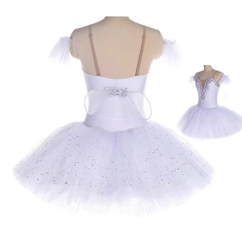 Abito Tutu da balletto a forma di campana bianca con gonna glitterata con ali Tulle per spettacoli teatrali per bambini o adulti