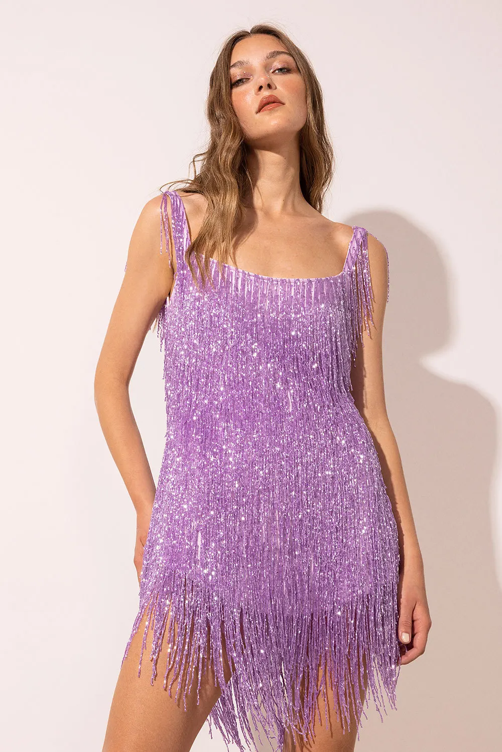 

Women Sequin Fringe Mini Dress Sling Tassel Hem Sparkly Spaghetti Strap Backless Bodycon Elegant Cocktail Party Short Dress