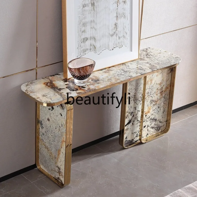 

Italian Style Light Luxury Marble Entryway Table Modern Minimalist Living Room Entryway Hallway Wall Table New Model
