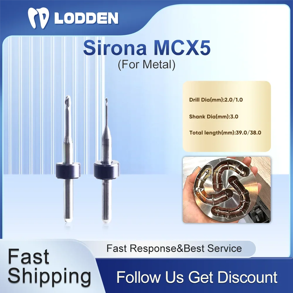 

Lodden Dental Milling Burs Sirnona MCX5 NC Coating for Metal Grinding for CAD CAM Milling Machine 1.0/2.0 Shank 3.0mm