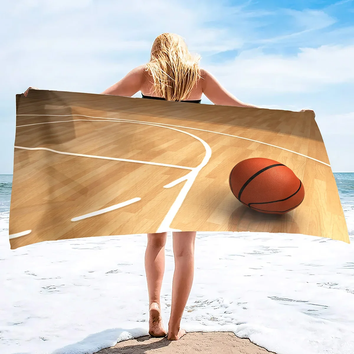 Basketball Large Beach Towel,Soft and Quick Dry Oversized Bath  Soft Microfiber  for Sports Girls Teens Adults Men