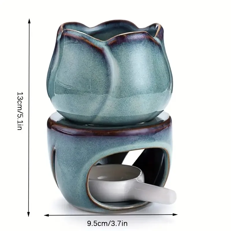 

Tulip-Shaped Ceramic Diffuser - Essential Oil Burner Set with Wax Melt Warmer Function | Creative Aromatherapy Candle Holder