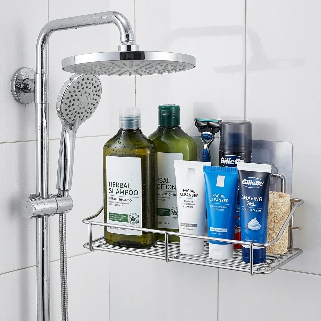 Non marking stainless steel storage rack, toilet bathroom wall mounted storage rack, non perforated kitchen wall mounted storage