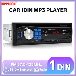 HIPPCRON Car Radio 1DIN Stereo Bluetooth Hands Free Calling Music TF Card USB AUX Input FM Radio Receiver Single MP3 Player ISO